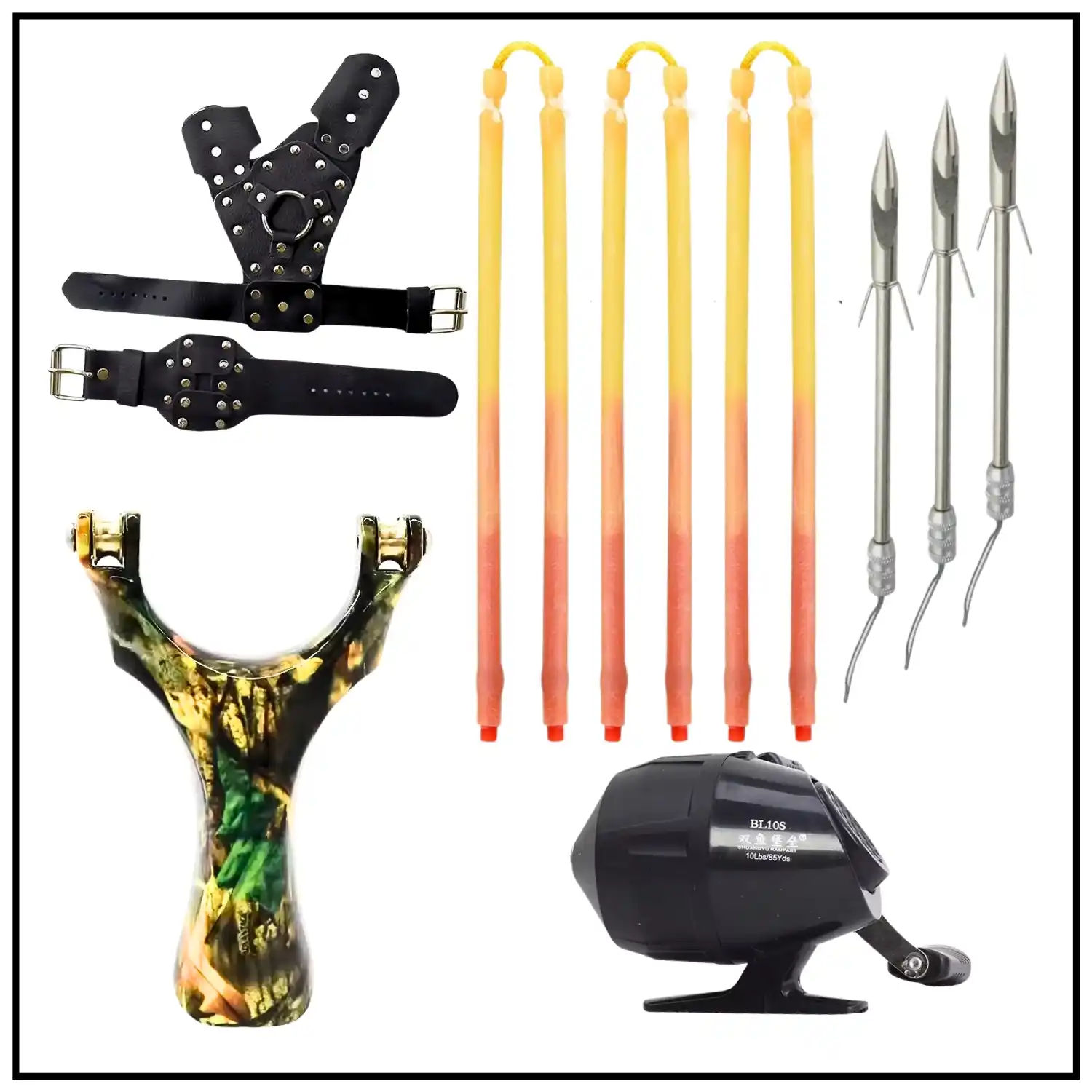 Hunting Fishing Slingshot Set High Precision Outdoor Shooting with Fishing Rubber Band Game Sling Shot with Dart