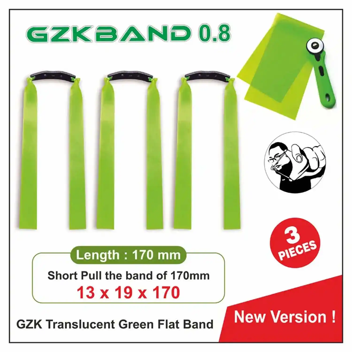 GZK 0.8 Slingshot Rubber Bands (3 Pieces) | High Elastic Latex Flatbands | Durable Replacement Bands for Hunting & Target Practice