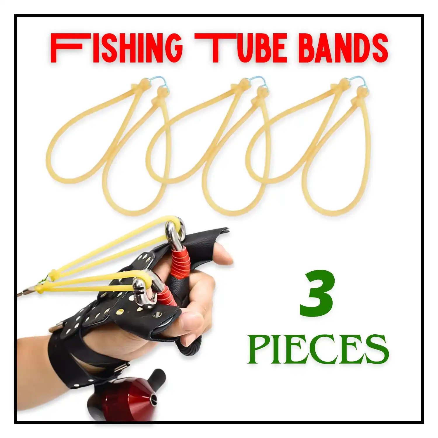 Fishing Tube Bands for Slingshot (3 Pieces) | High Elastic Latex Rubber Bands | Durable Replacement Tubes for Hunting, Fishing & Outdoor Shooting