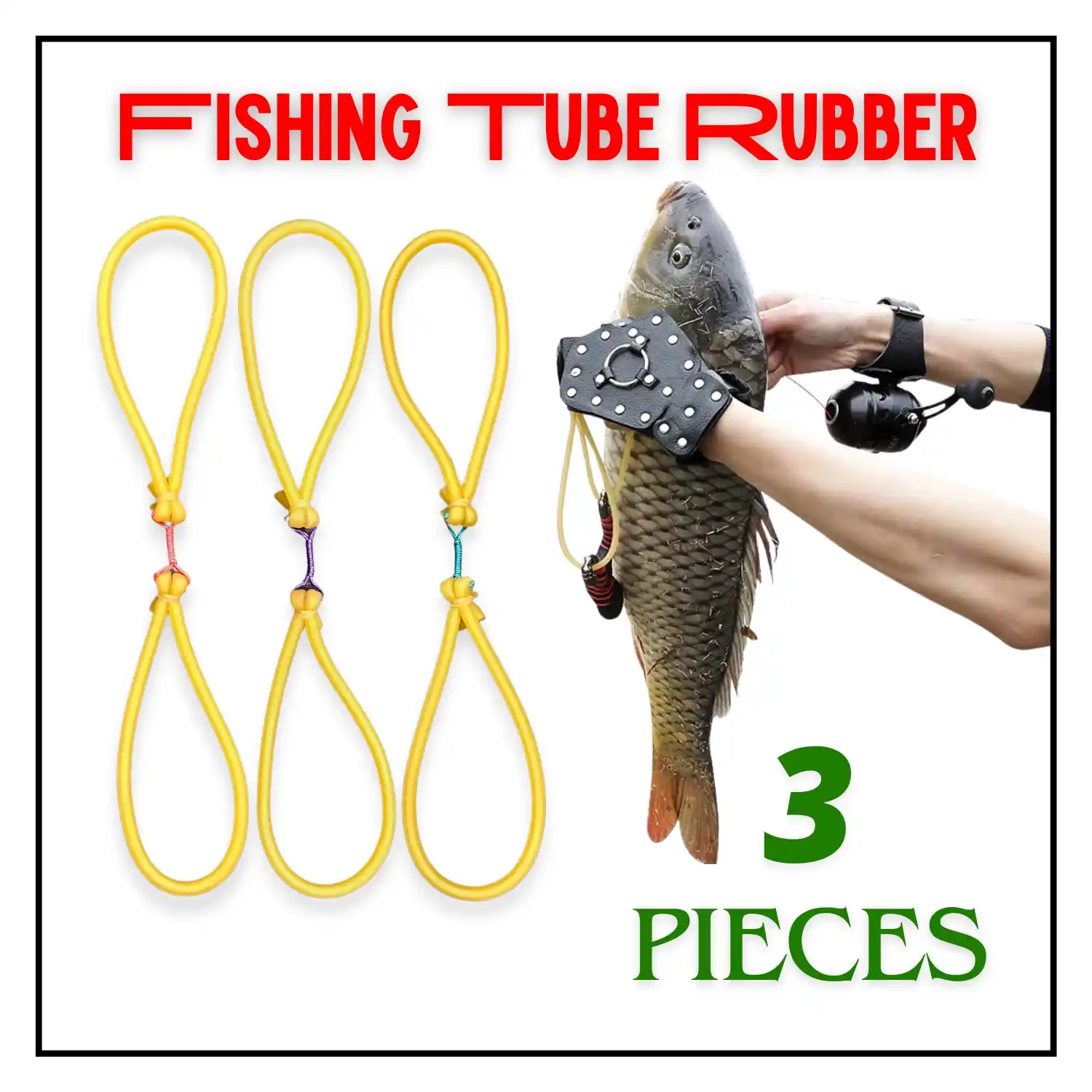 Fishing Tube Bands for Slingshot (3 Pieces) | High Elastic Latex Rubber Bands | Durable Replacement Tubes for Hunting, Fishing & Outdoor Shooting