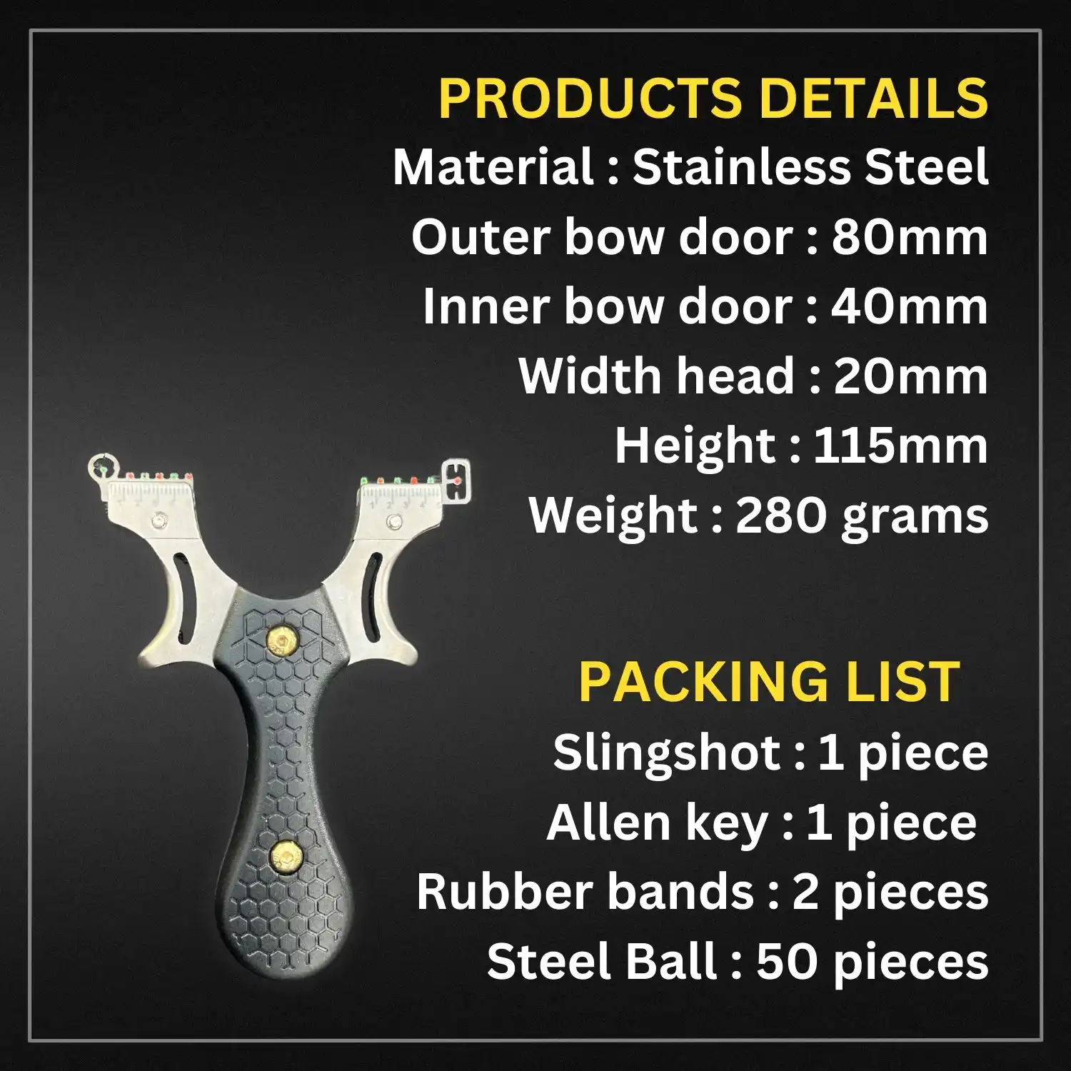 Professional  Stainless Steel Slingshot for Hunting with Easy Grip |  Model S37