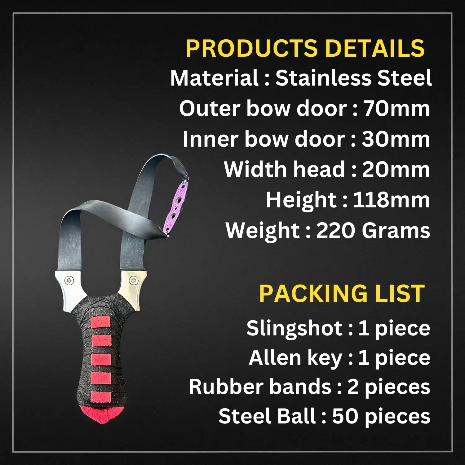 Powerful Stainless Steel Slingshot for Hunting with Powerful Band| Model S38