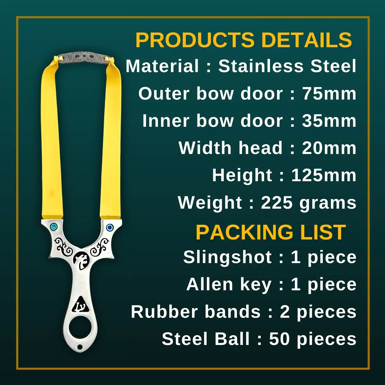 Professional Gulel / Slingshot for Hunting and Camping | Silver | Pack of 1 | Model No : S59