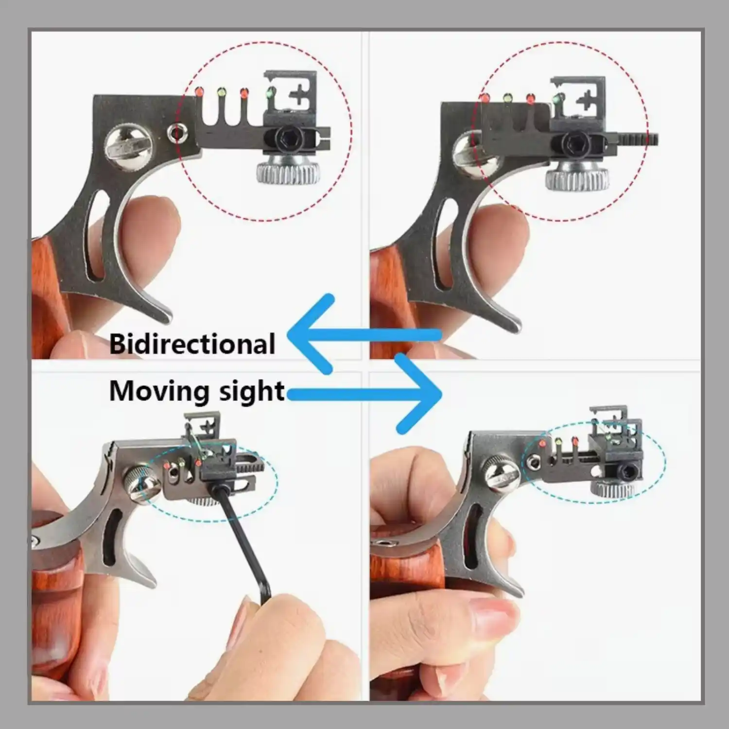 Outdoor Hunting and Shooting Stainless Steel Slingshot Bidirectional Mobile Sight Competitive Aiming Flat Rubber Band Slingshot Model S80