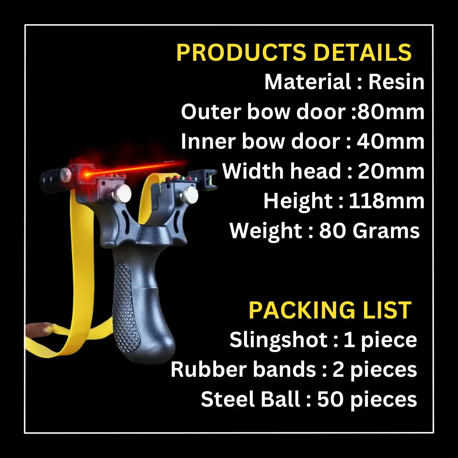 Resin Powerful Slingshot with Laserlight for Easy Targeting | Model S52 | Best Catapult for Hunting