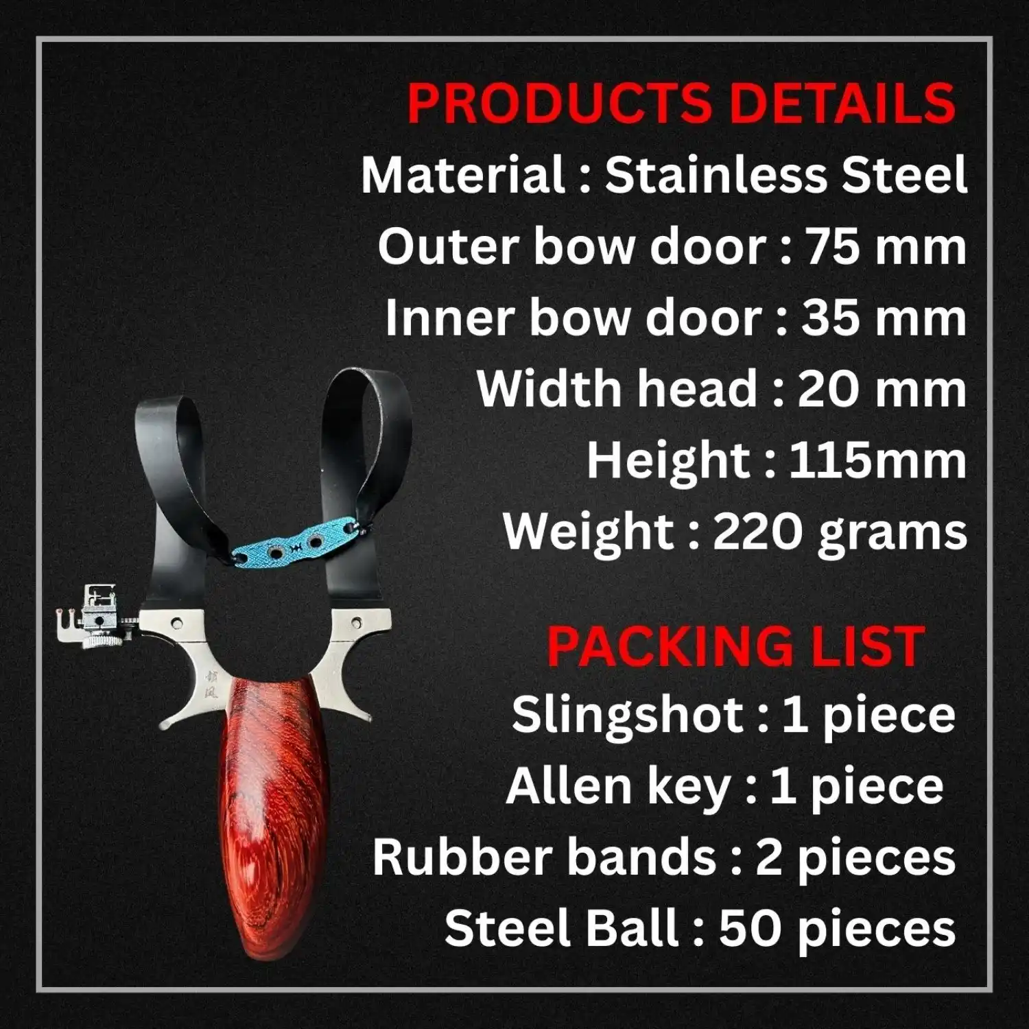 Outdoor Hunting and Shooting Stainless Steel Slingshot Bidirectional Mobile Sight Competitive Aiming Flat Rubber Band Slingshot Model S80