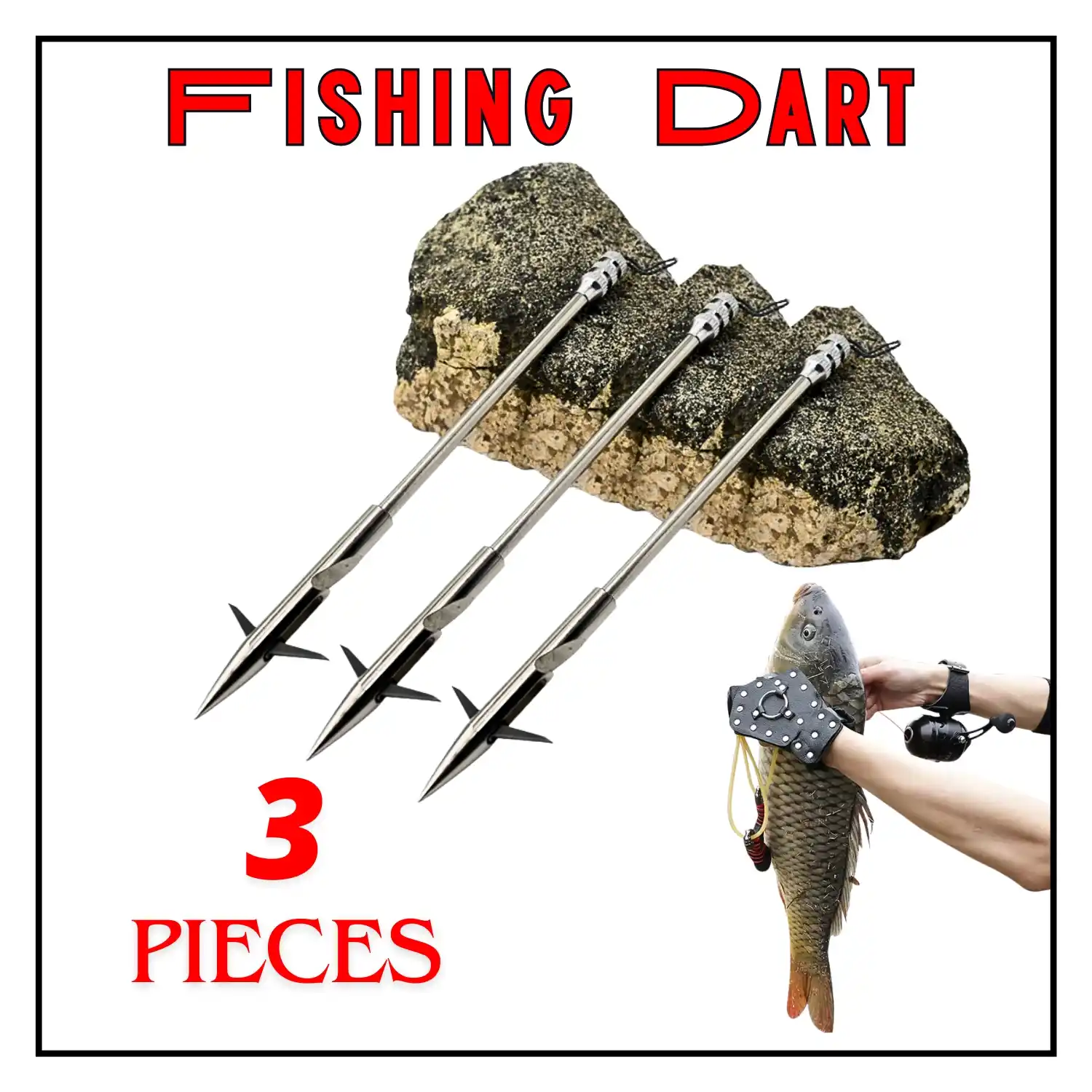 Fishing Darts 3 pcs , High Quality Metal Fish Darts for Outdoor Hunting and Slingshot Dart , Entertainment for River Lake Stream