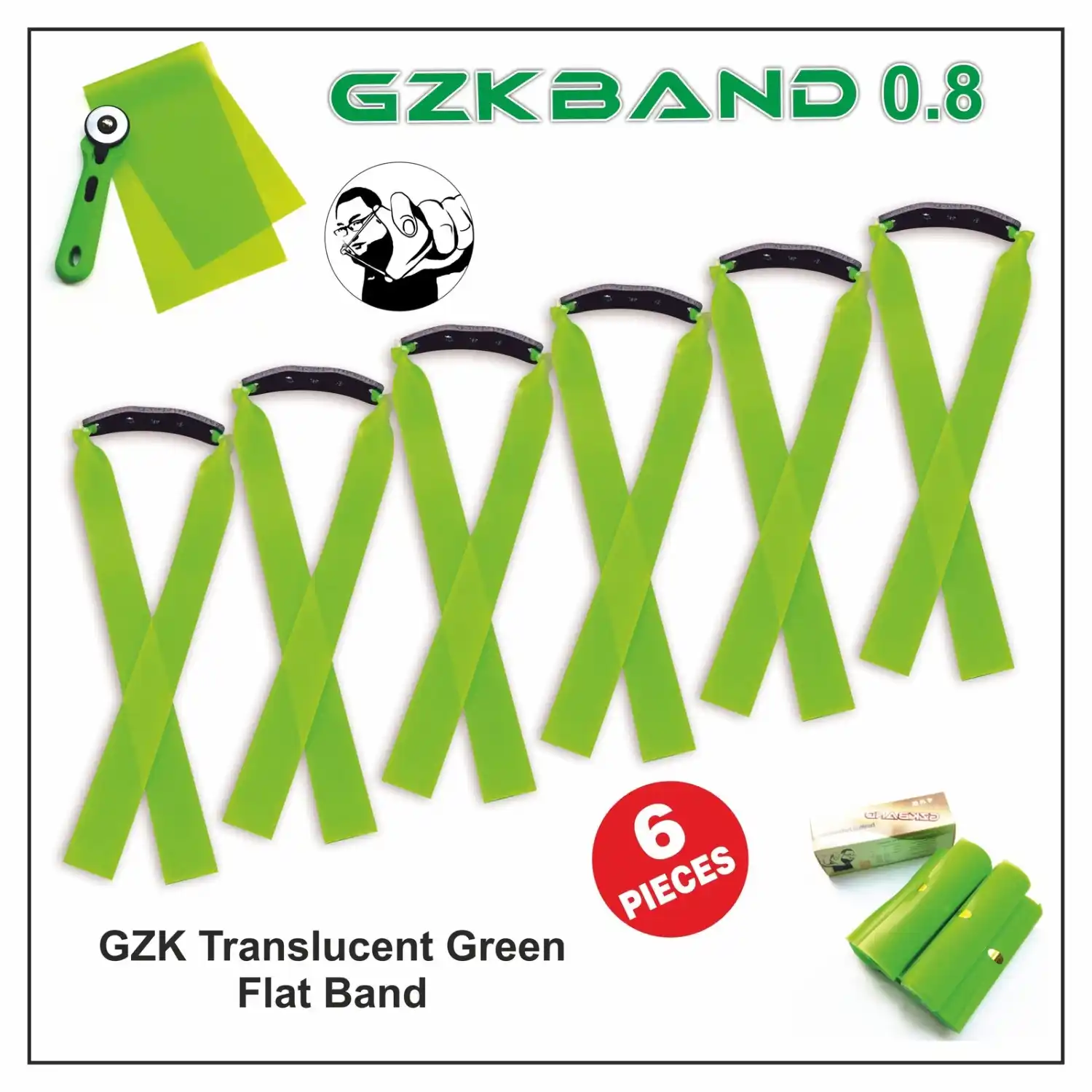 GZK 0.8 Slingshot Rubber Bands (6 Pieces) | High Elastic Latex Flatbands | Durable Replacement Bands for Hunting & Target Practice