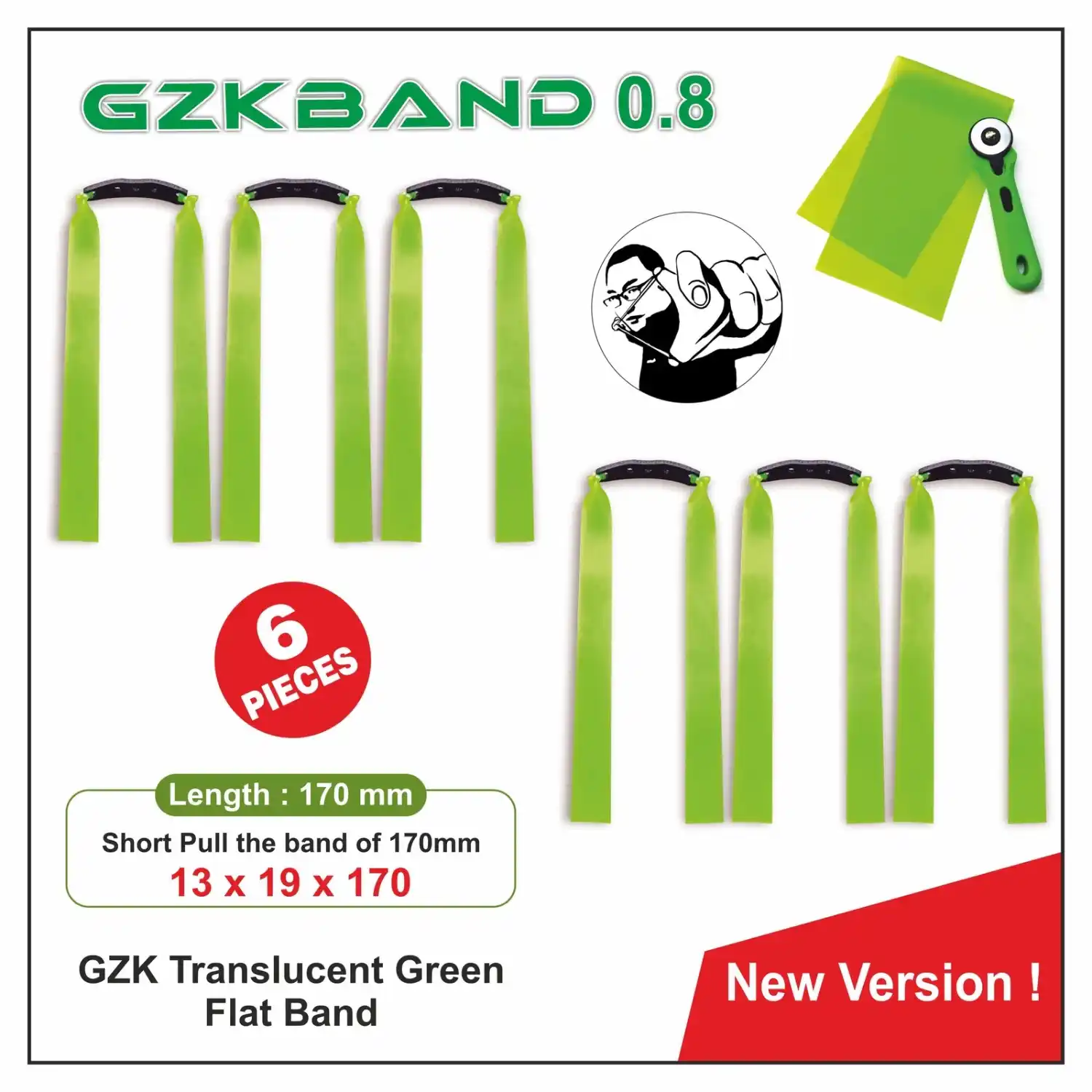 GZK 0.8 Slingshot Rubber Bands (6 Pieces) | High Elastic Latex Flatbands | Durable Replacement Bands for Hunting & Target Practice