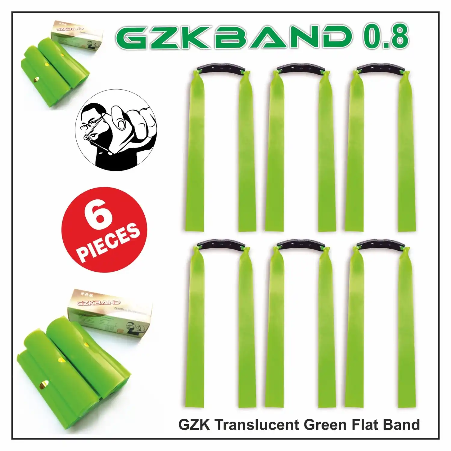 GZK 0.8 Slingshot Rubber Bands (6 Pieces) | High Elastic Latex Flatbands | Durable Replacement Bands for Hunting & Target Practice