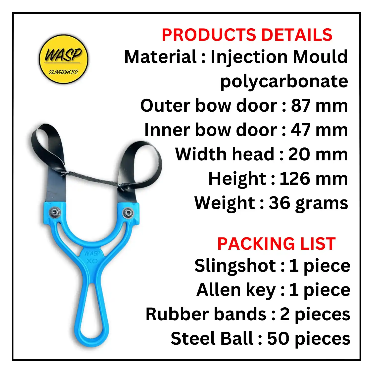 Imported Wasp XO Ultra Light Blue Slingshot for Hunting & Camping | OTT and  TTF Professional Hunting Slingshot | Pack of 1