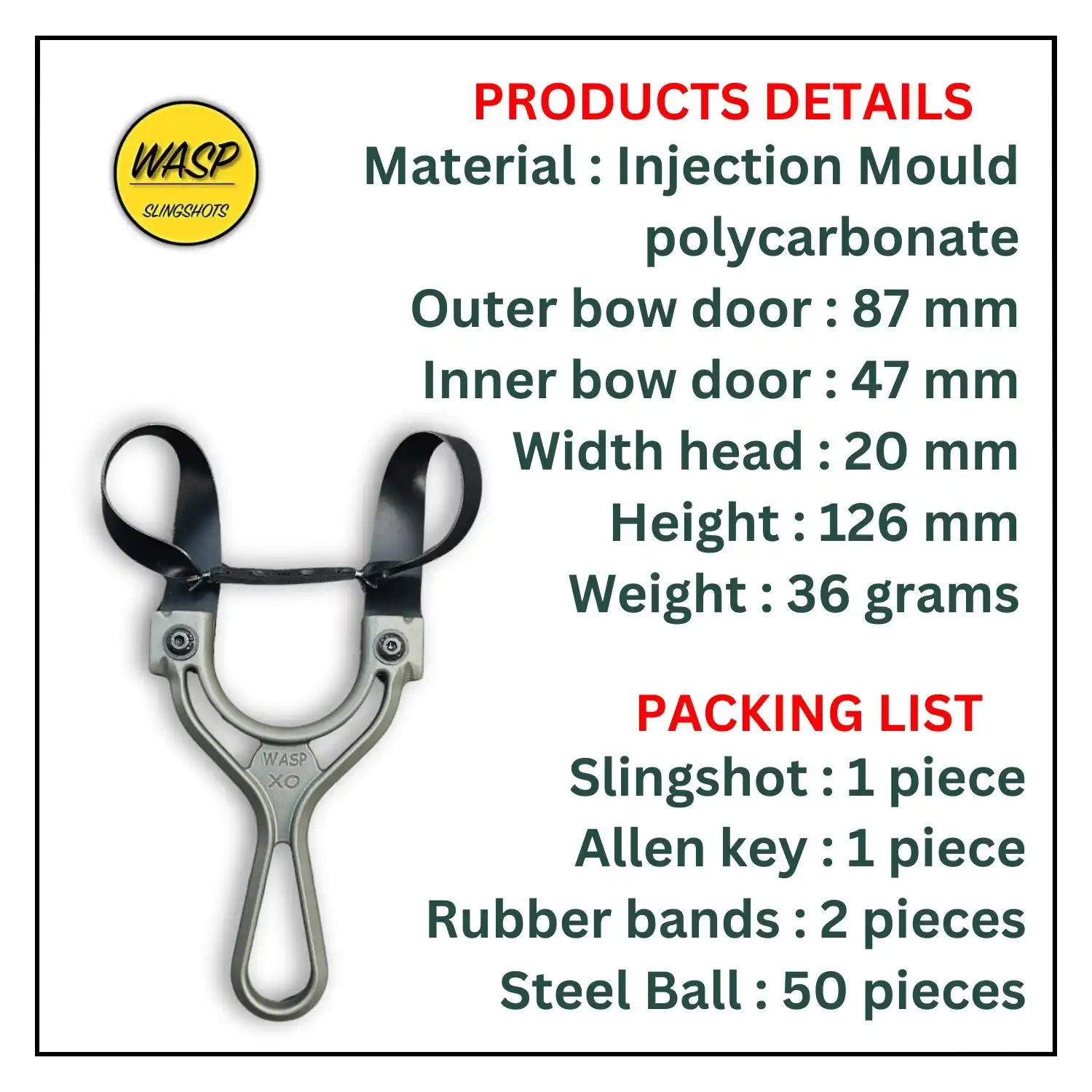 Wasp XO Ultra Grey Slingshot for Hunting & Camping | OTT and TTF Imported Hunting Slingshot | Pack of 1