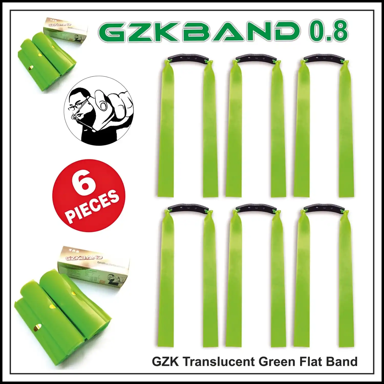 Hunting Special GZK 0.8 Slingshot Rubber Bands (6 Pieces) | High Elastic Latex Flatbands | Durable Replacement Bands for Hunting & Target Shooting