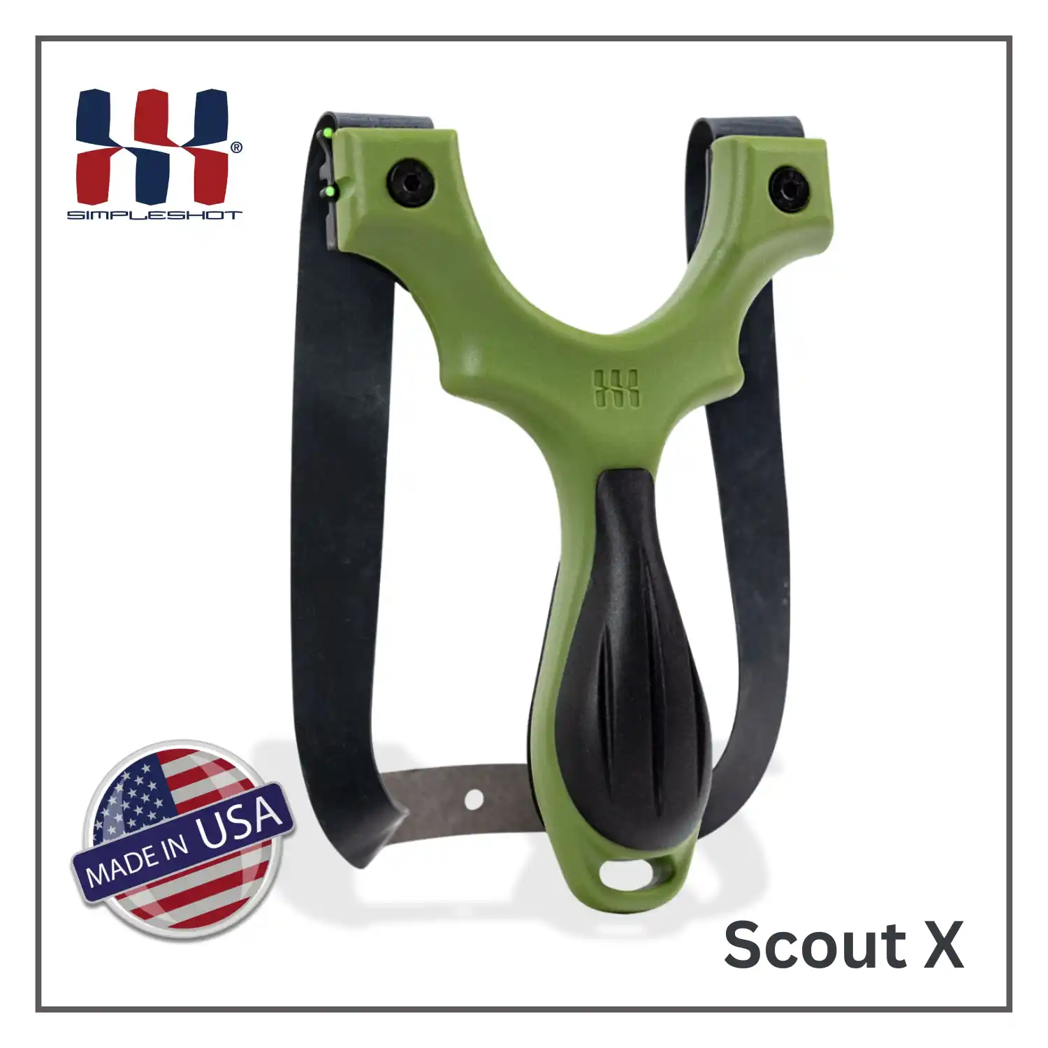 Simpleshot brand The Scout X Green is reminiscent in all the best ways of the original Scout XT and entirely new with its modern styling and integrated functionality. If you are looking for the one slingshot to rule them all, the Scout X just might be the one!
