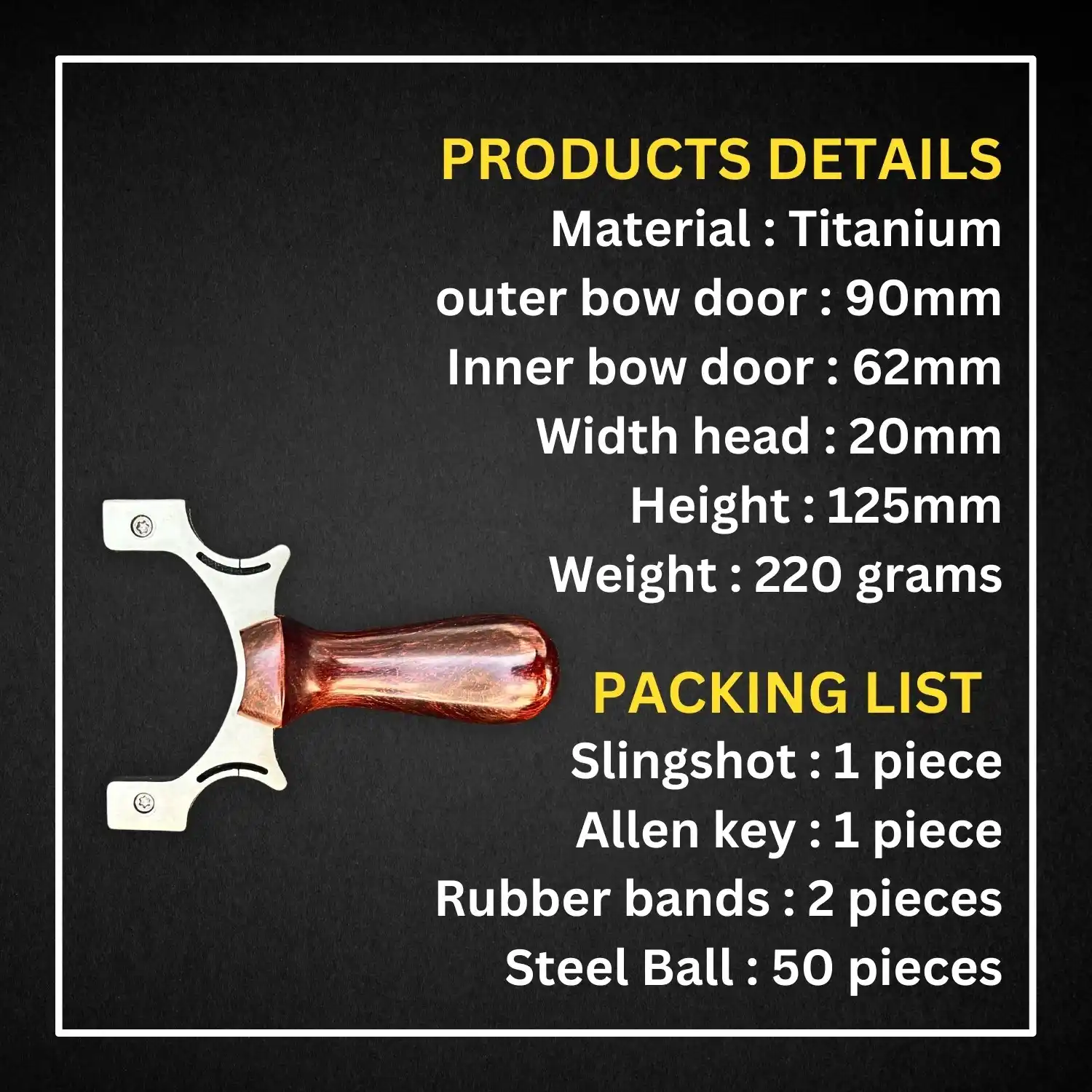 High Performance Titanium Slingshot for Hunting Birds & Targeting Darts | Model S24