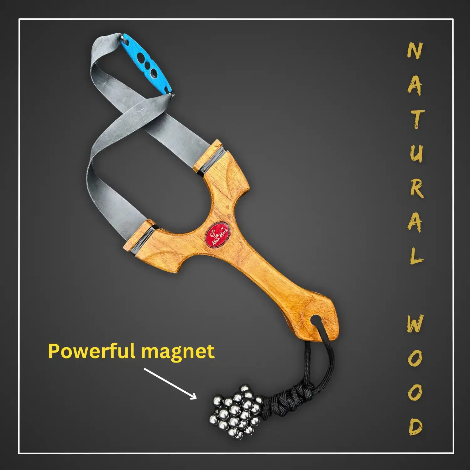 Strong Natural Wooden Slingshot for Hunting and Targeting Darts with Flat Rubber Bands | Model S13