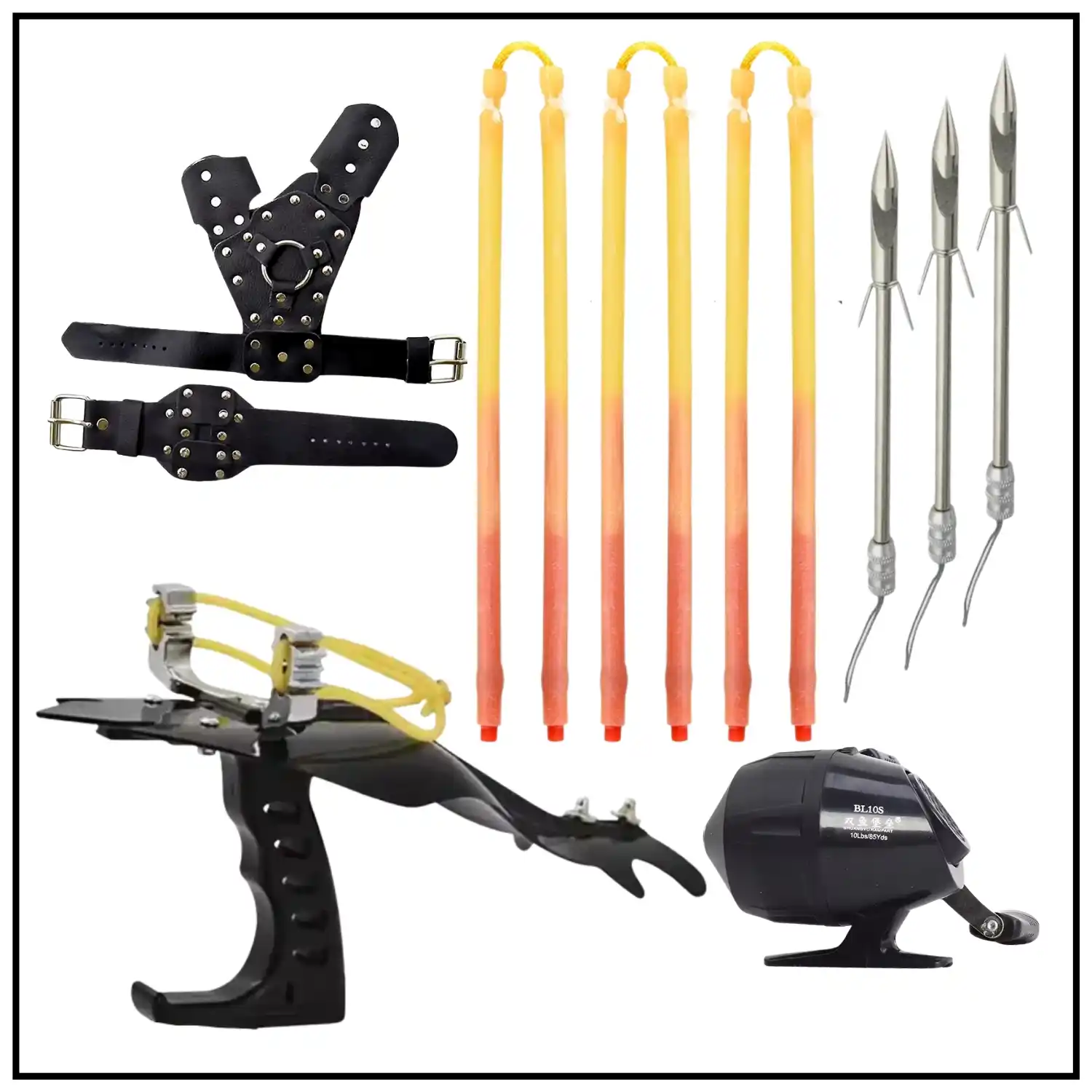 Fishing Hunting Sling Set Bowfishing Catapult Dart Reel Archery Target Shooting