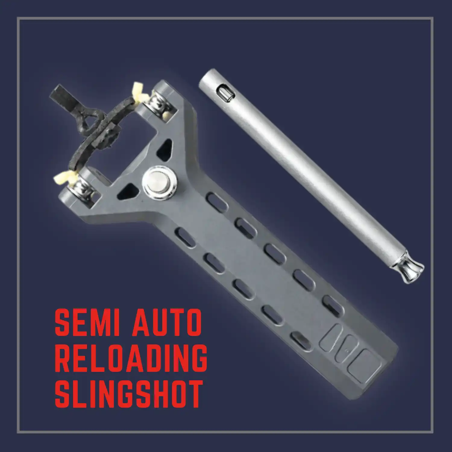 Semi Automatic Aluminum Alloy Slingshot, 10-Round Metal Ammo Magazine, CNC Precision Frame, L