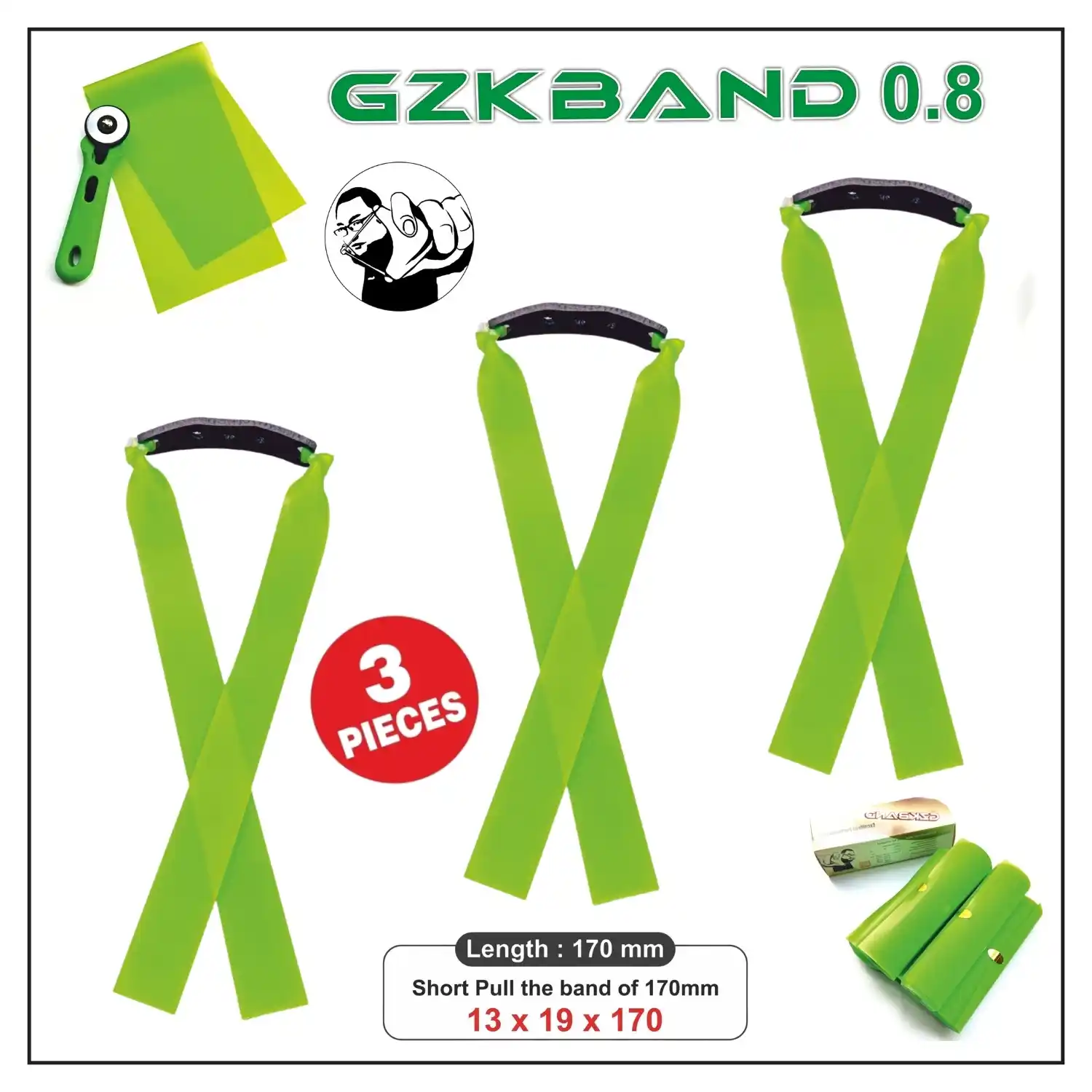 GZK 0.8 Slingshot Rubber Bands (3 Pieces) | High Elastic Latex Flatbands | Durable Replacement Bands for Hunting & Target Practice