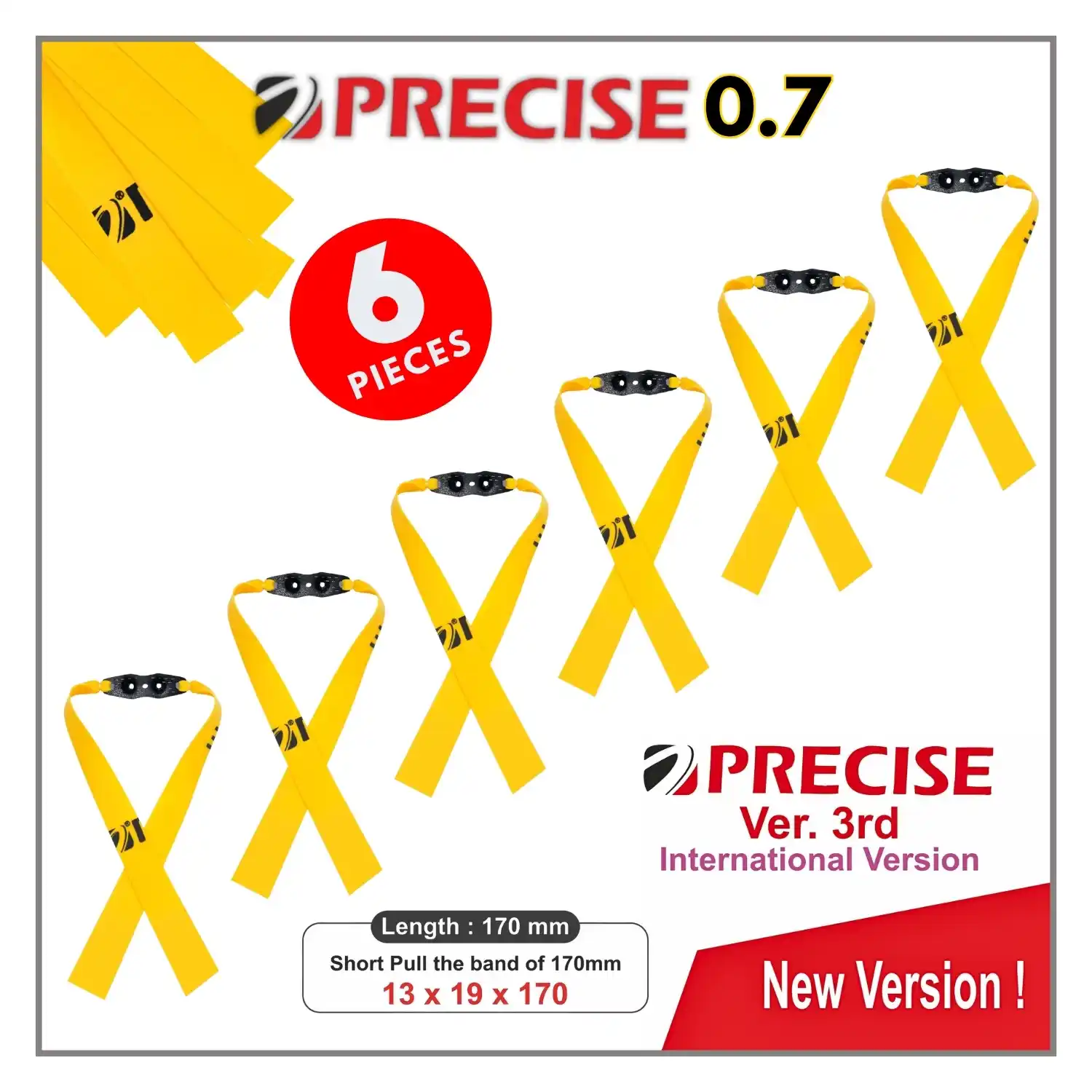 Precise 0.7 Slingshot Rubber Bands (6 Pieces) | High Elastic Latex Flatbands | Durable Replacement Bands for Hunting & Target Practice