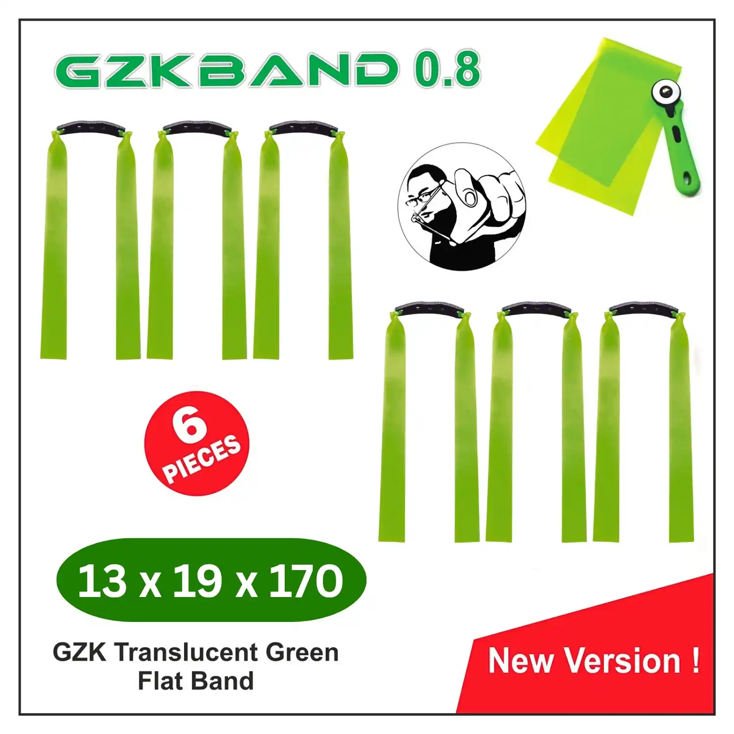 GZK 0.8 Slingshot Rubber Bands (6 Pieces) | High Elastic Latex Flatbands | Durable Replacement Bands for Hunting & Target Practice