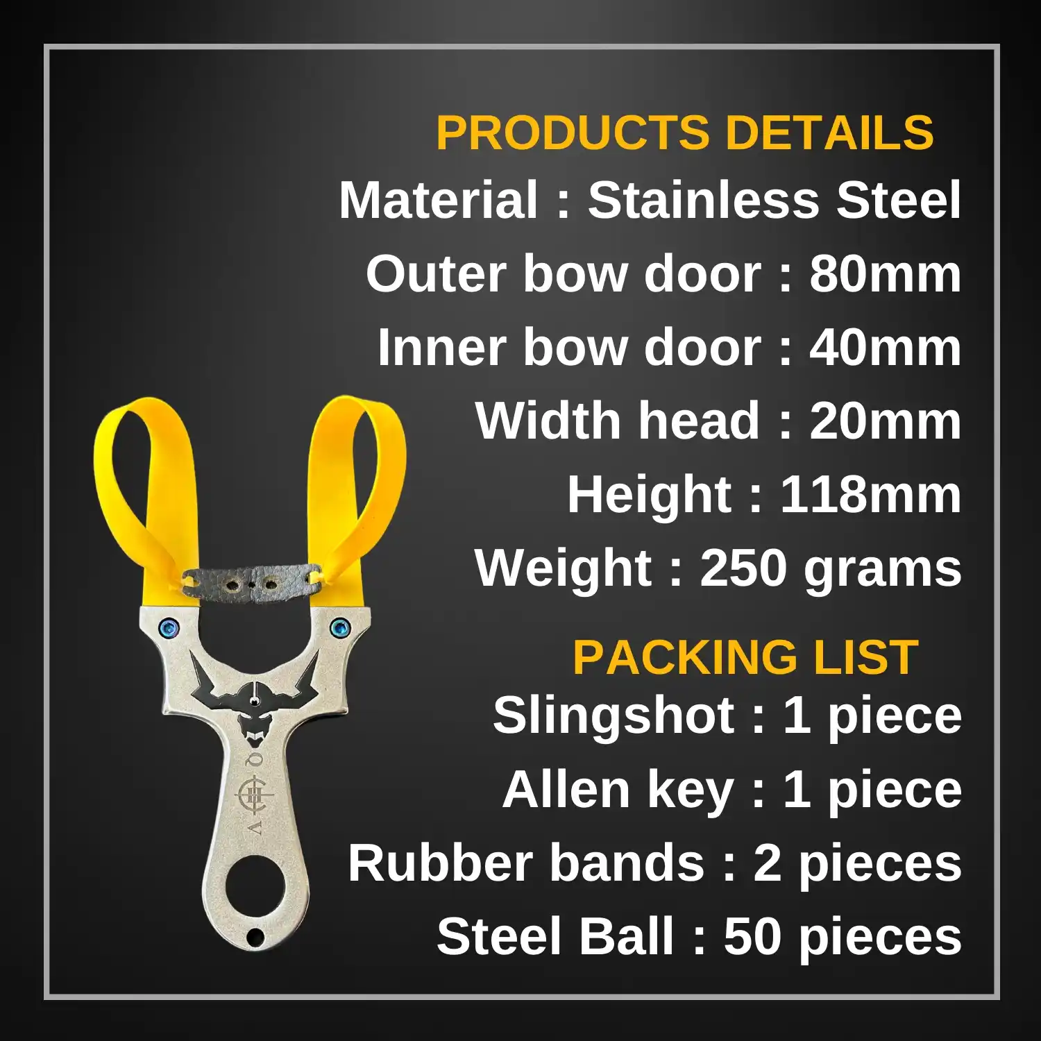 Survival Stainless Steel Slingshot with Precise Rubber | Model S1