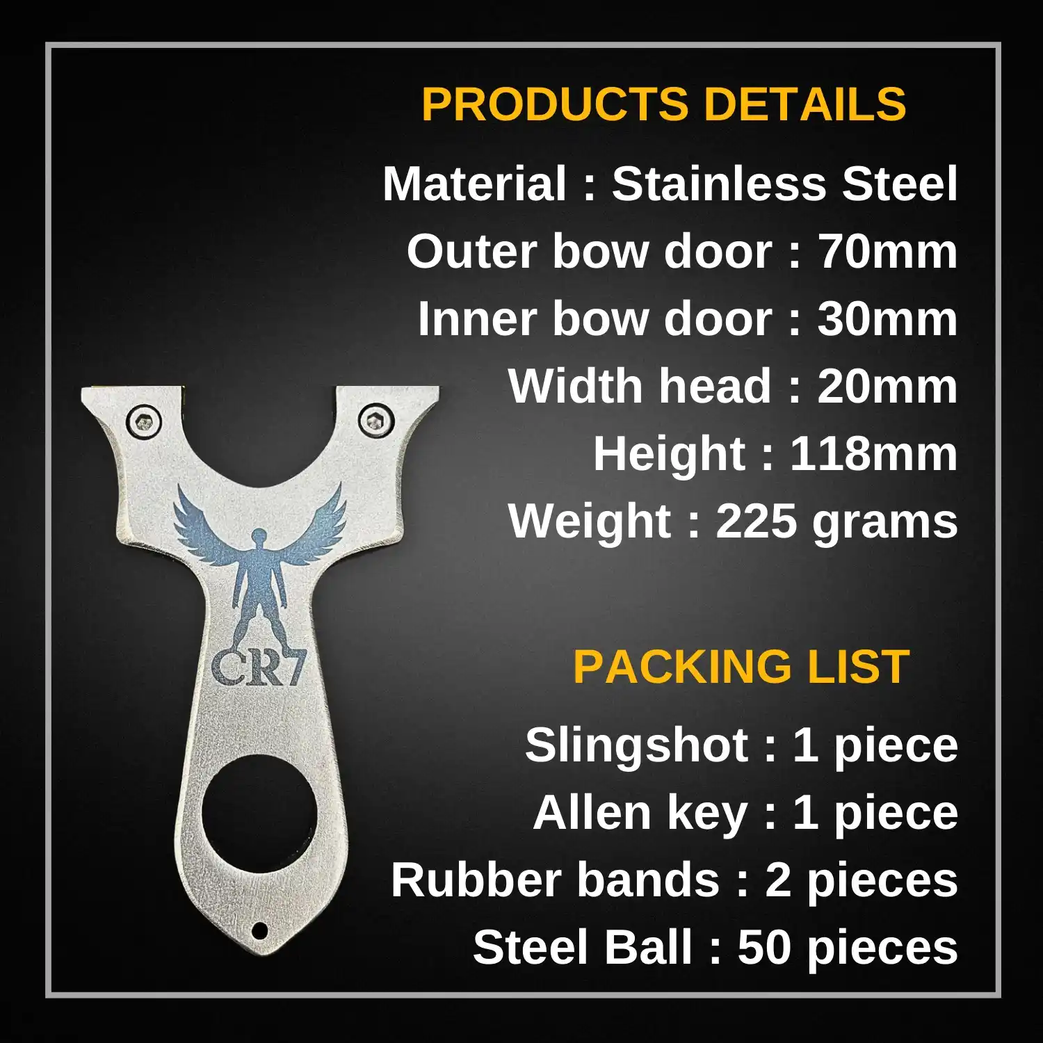 High Impact Stainless Steel Slingshot for Hunting with Precise Rubber Band | Model S7