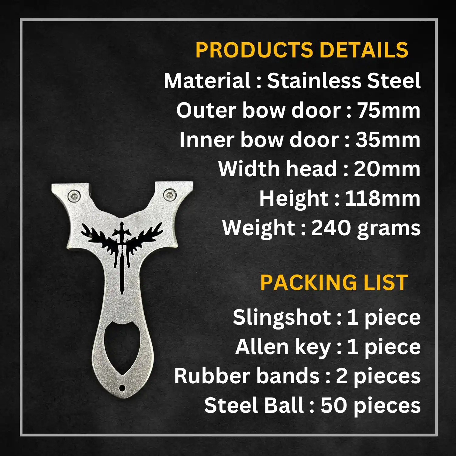 Powerful Stainless Steel Slingshot for Hunting Birds with Precise Band | Model S39