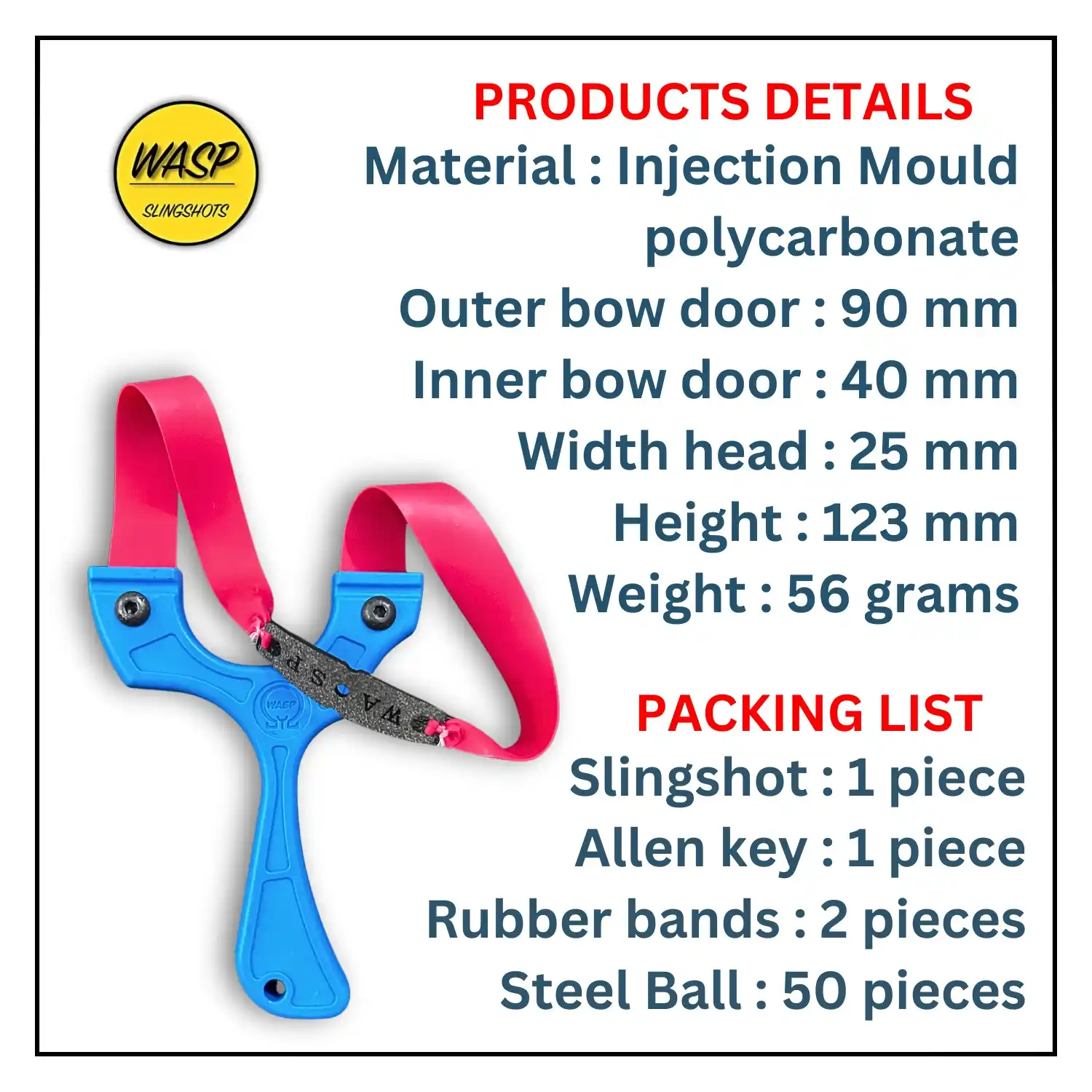 Premium Wasp OTT Wendigo Slingshot for Hunting | Tournament Slingshot for Camping | Blue | Pack of 1