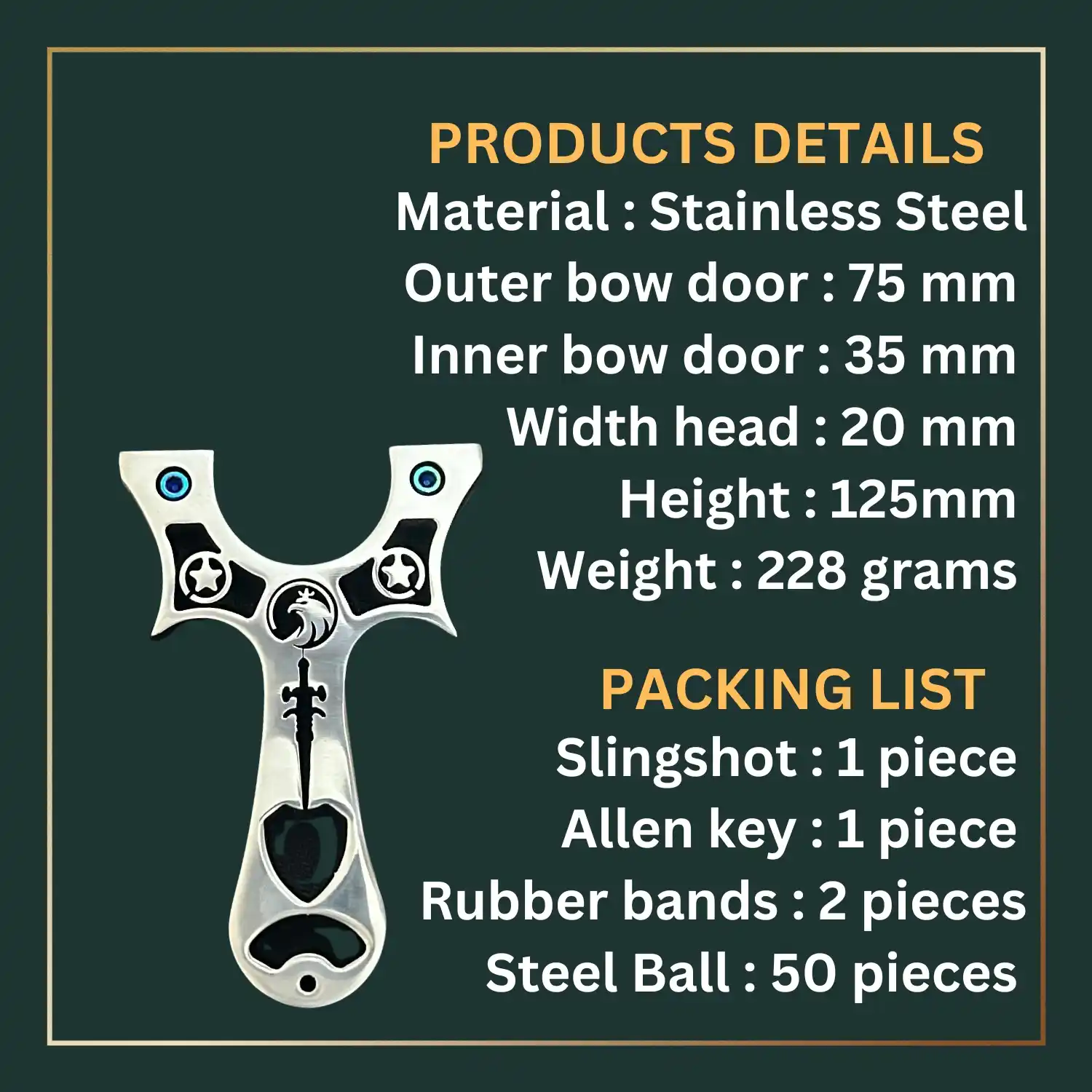 Professional Steel Slingshot for Bird Hunting with 50 Steelballs | Model S17