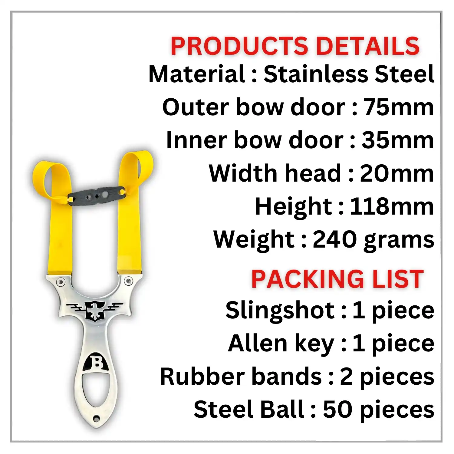 Stainless Steel Powerful Slinghot for Bird Hunting | Model S32