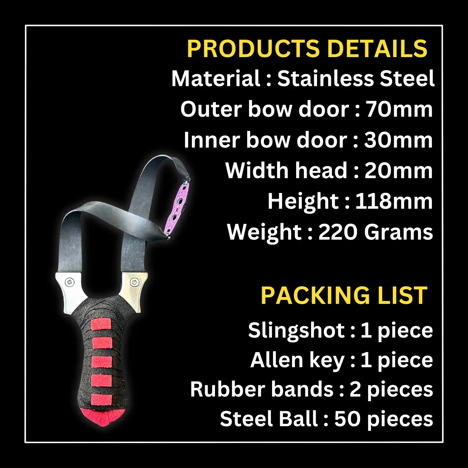 Powerful Stainless Steel Slingshot for Hunting with Powerful Band| Model S38