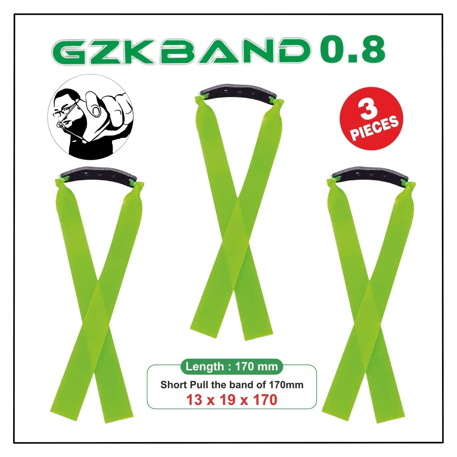 GZK 0.8 Slingshot Rubber Bands (3 Pieces) | High Elastic Latex Flatbands | Durable Replacement Bands for Hunting & Target Practice
