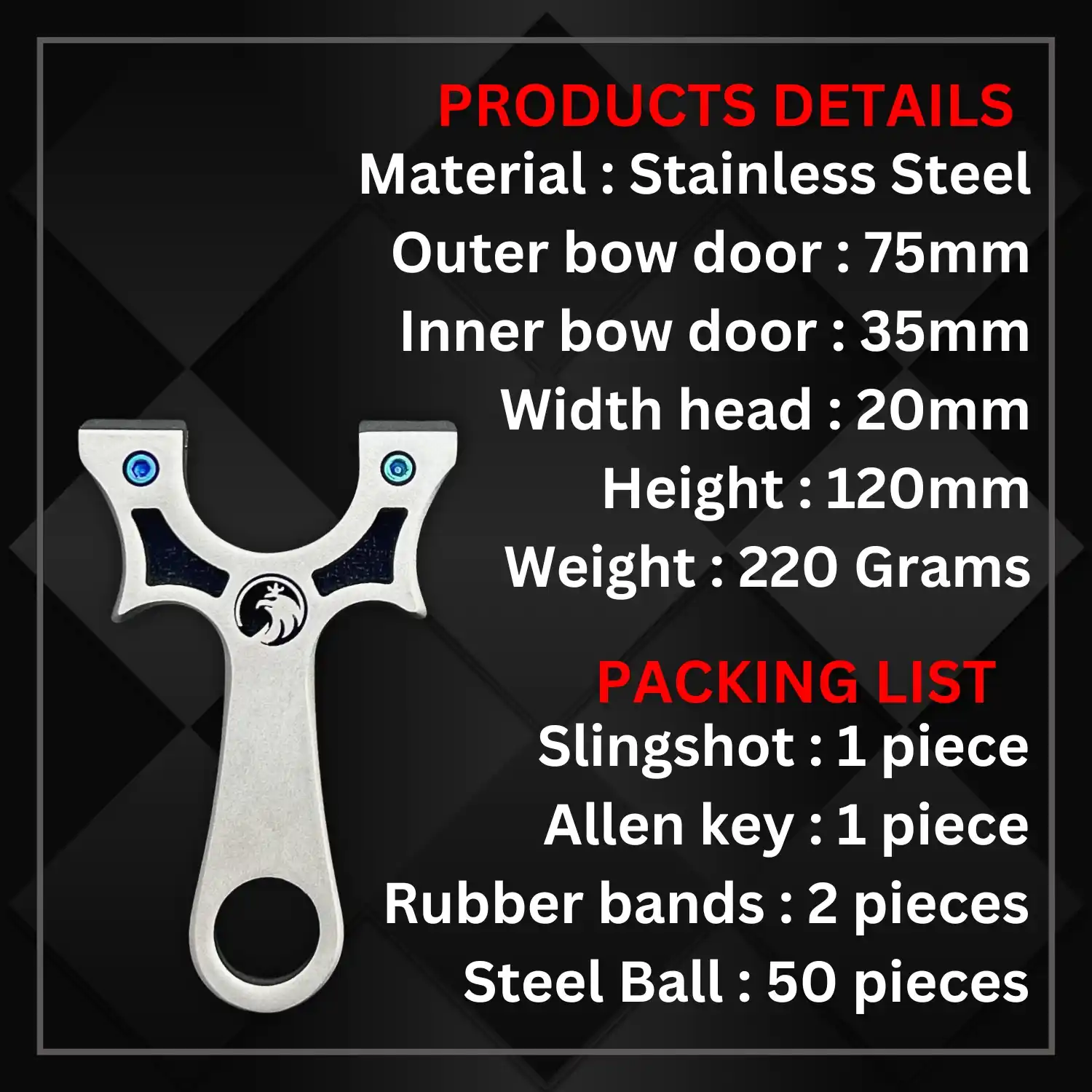 Premium Stainless Steel Gulel / Slingshot for Hunting and Camping | Steel Gulel | Pack of 1 | Model No : S55