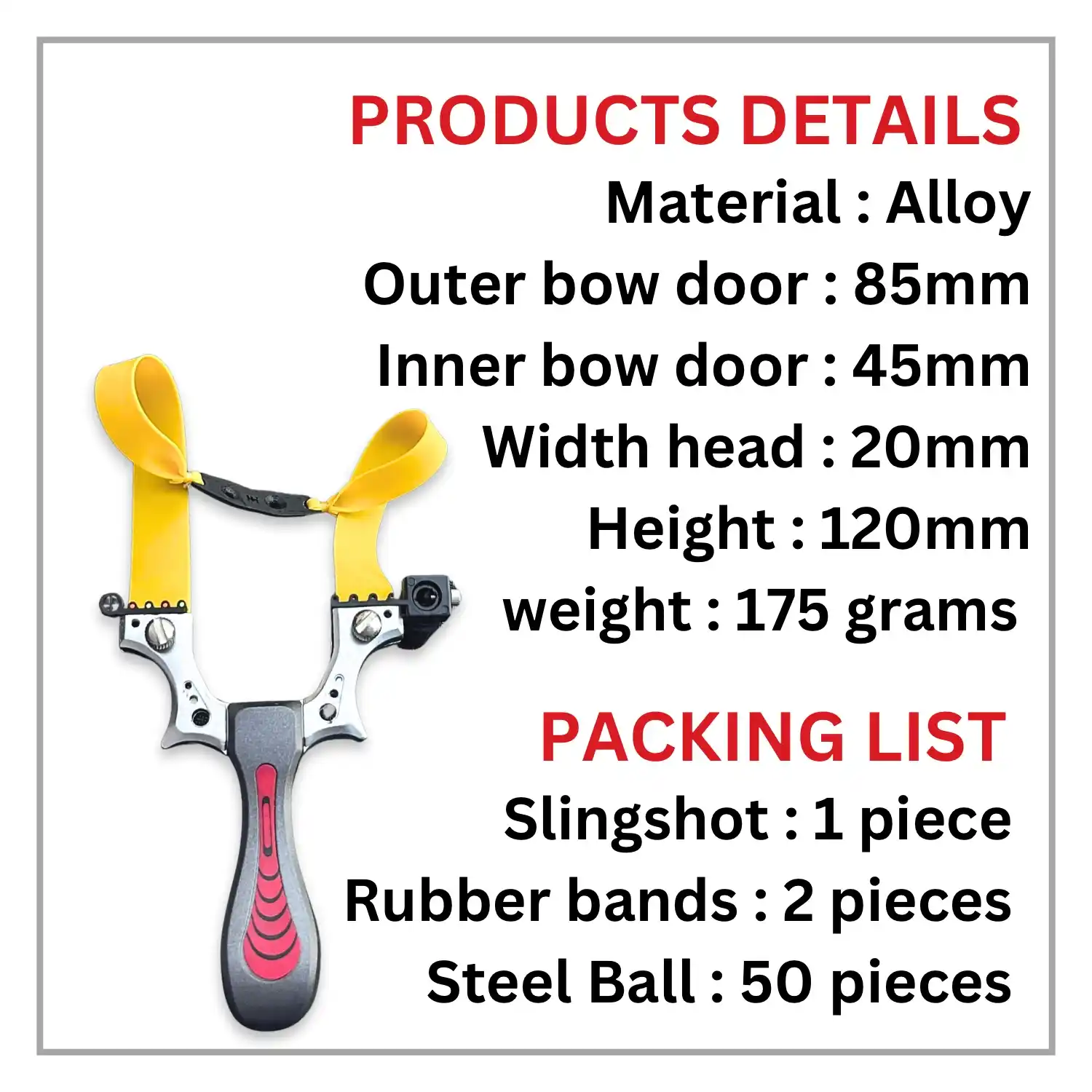 Premium Stainless Steel Gulel / Slingshot for Hunting and Camping | Silver | Pack of 1 | Model No : S54