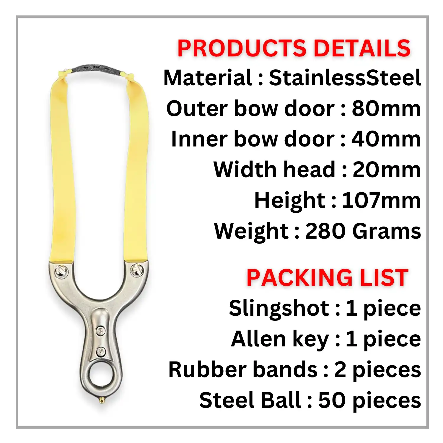 Professional Gulel / Slingshot for Hunting and Camping | Silver | Pack of 1 | Model No : S59